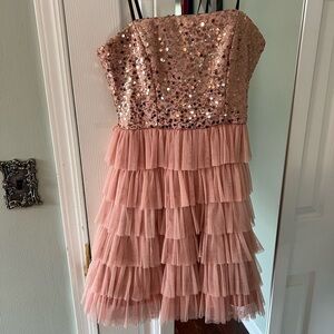 Delia’s US 1 Strapless dusty rose sequin and tulle mini dress